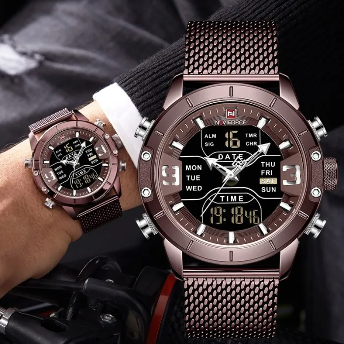 2020 Analog Digital Watches Men Luxury Brand Stainless Steel Sports Men's Watches Digital Waterproof Man Watch