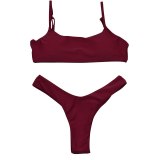 Lefeel 2019 Sexy Bikini Set Women Swimsuit Solid Bikini Backless Swimwear Low Waist Bathing Suit Female Brazilian Biquini