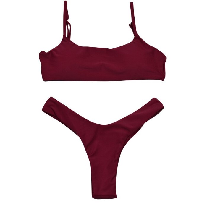 Lefeel 2019 Sexy Bikini Set Women Swimsuit Solid Bikini Backless Swimwear Low Waist Bathing Suit Female Brazilian Biquini