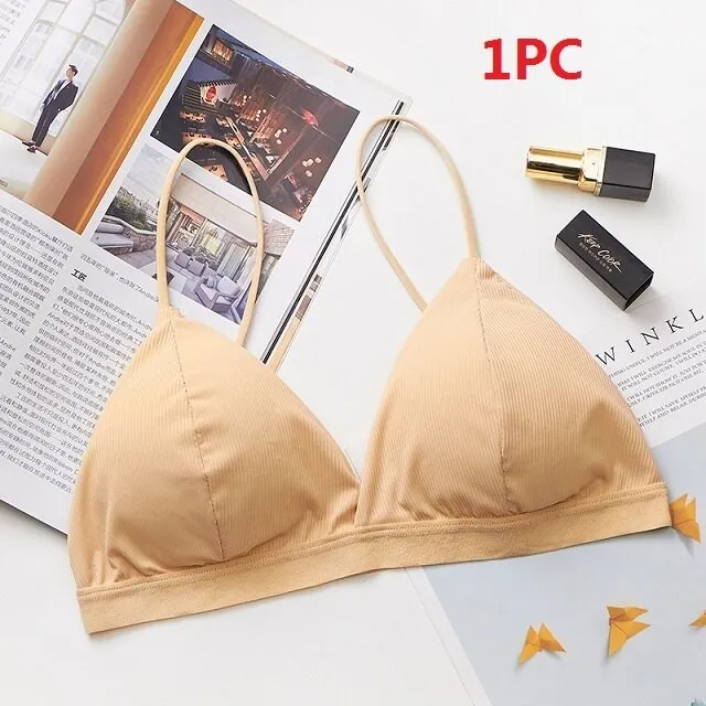 GUMPRUN Seamless Soft Bras for Women Thin Strap Wireless Push Up Bra Backless Comfort Underwear Bralette Sexy Lingerie