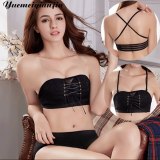 Women Lace Strapless Bra For Dress Super Push Up Invisible Backless Criscross Bra Small Breast Sexy Brassiere
