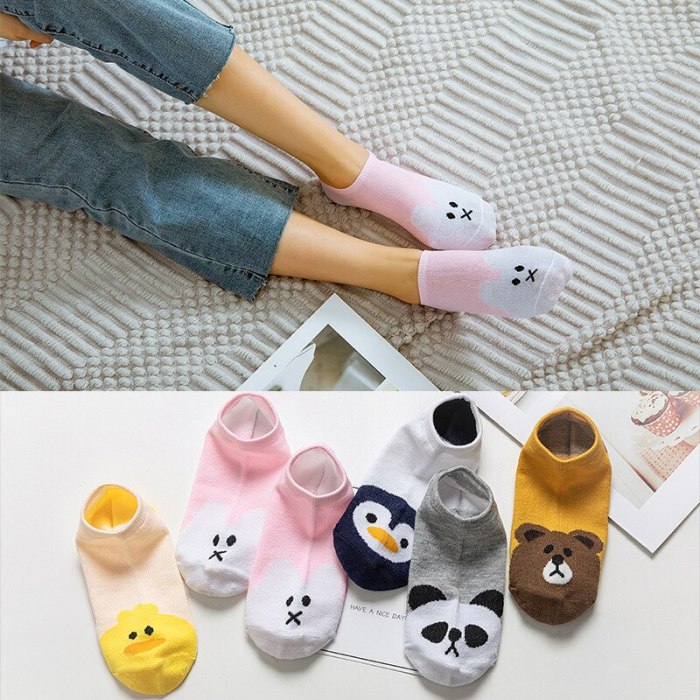 5Pairs  Arrivl Women Socks funny Fruits Cute Happy Silicone Slip Invisible Cotton Sock 35-40