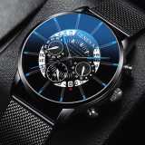 2020 Hollow Men's Watch Fashion Ultra Thin Watches Date Men Business Stainless Steel Mesh Belt Quartz Watch
