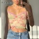 Floral Print y2k Women's Crop Top Summer Lace Patchwork Sexy Sleeveless Tops Backless Bodycon 90s Camisole Beach Cuteandpsycho