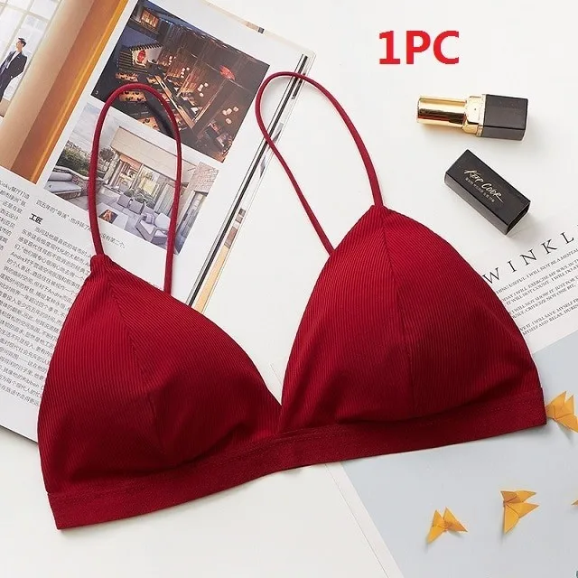 GUMPRUN Seamless Soft Bras for Women Thin Strap Wireless Push Up Bra Backless Comfort Underwear Bralette Sexy Lingerie