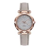 Casual Women Romantic Starry Sky Wrist Watch Leather Rhinestone Designer Ladies Clock Simple Dress