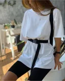 Women fashion casual solid two piece suit including belt New home loose Tops and Shorts suit 2020 Summer Tracksuit Lounge Wear