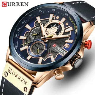 Mens Watches Luxury Brand Fashion Quartz Watch Men Leather Sports Wristwatch Chronograph Clock Male