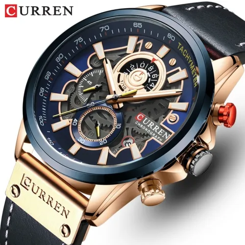 Mens Watches Luxury Brand Fashion Quartz Watch Men Leather Sports Wristwatch Chronograph Clock Male