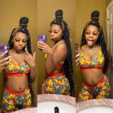 VAZN Camouflage Colorful Printed Sexy Two Piece Set Spaghetti Strap Sleeveless Crop Top And Sheath Short Pants Tracksuit LS6222
