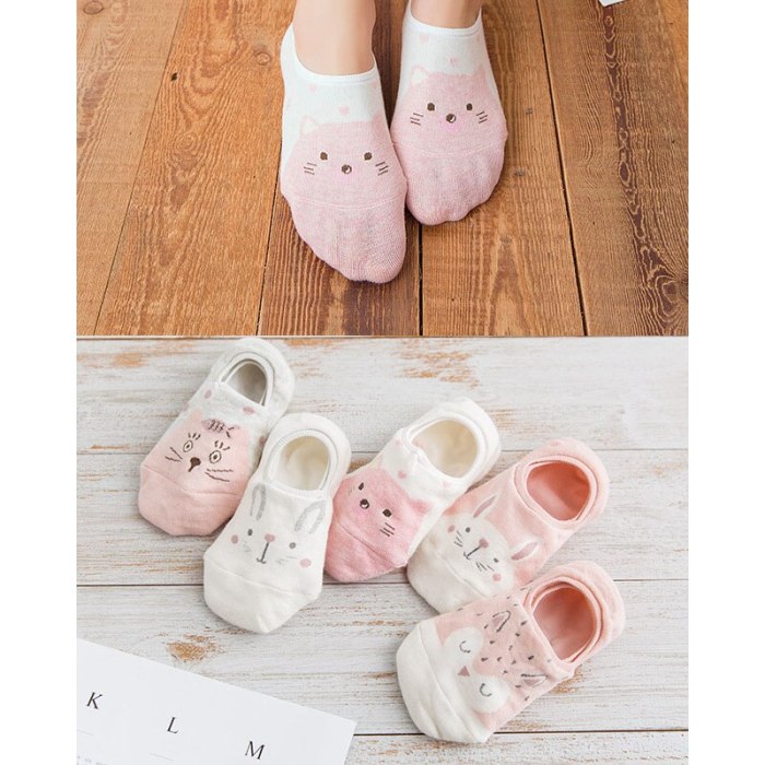 5Pairs  Arrivl Women Socks funny Fruits Cute Happy Silicone Slip Invisible Cotton Sock 35-40
