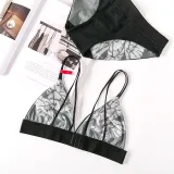 CINOON Women sexy underwear bra embroidery lingerie set thin lace bra transparent ultra-thin temptation push up bra set