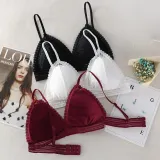 French thin Cup Wireless push up Bra New Sexy Deep V Lace Underwear Women's Bra Fashion lingerie bralette underwear