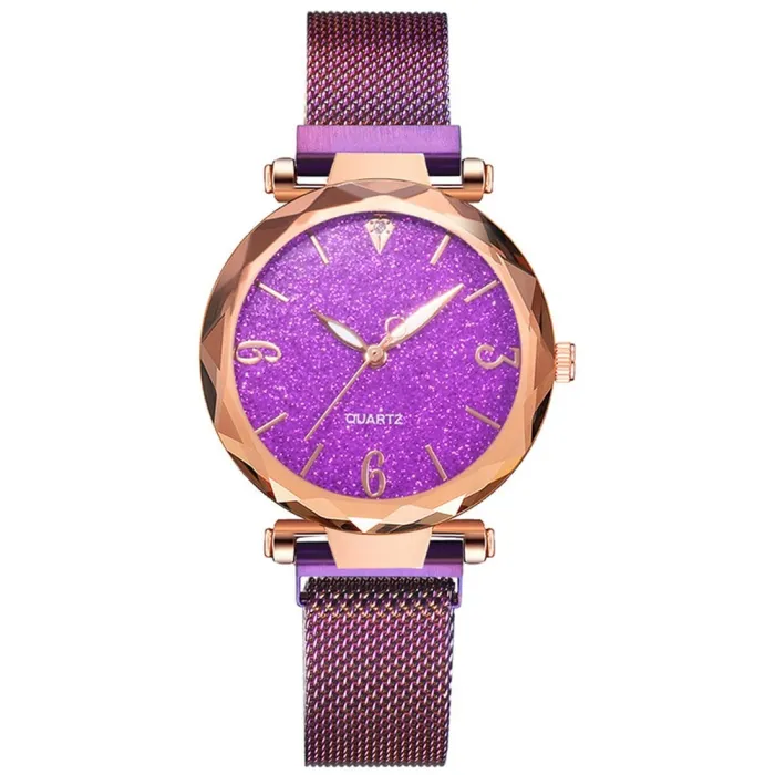 Rose Gold Women Watch 2020 Top Brand Luxury Magnetic Starry Sky Lady Wrist Watch Mesh Female Clock
