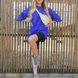 Women fashion casual solid two piece suit including belt New home loose Tops and Shorts suit 2020 Summer Tracksuit Lounge Wear