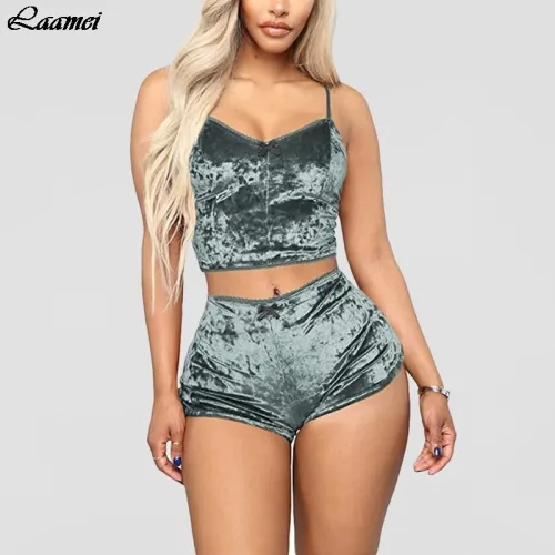 Sexy Lingerie Sets Two Pieces Bra Sets Velvet Underwear Ladies Intimates Tops And Pants Sleepwear Sets Clothing Sleepwear
