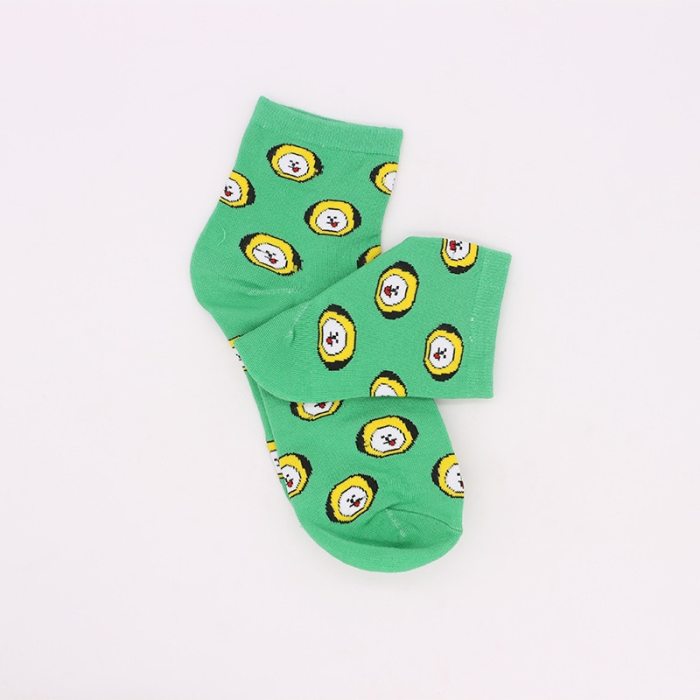 Summer Women's Short Socks Funny Candy Color Cotton TATA COOKY CHIMMY SHOOKY MANG KOYA RJ Korea Funny Cartoon Invisible Socks