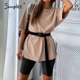 Casual solid outfits women's two piece suit with belt Home loose sports tracksuits fashion bicycle suit summer hot 2020