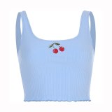 SEASONS Embroidery Butterfly Women Tank Tops Tees Summer Sleevless Casual Crop Top Ladies White Fashion Mini Vest 2020 ASVE80725