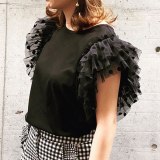 Minimalism Black White Ruffles Summer T Shirt Korean Japan Style Women Streetwear Casual Short Sleeve Top Tee Ladies Tshirt