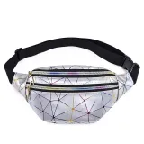 2019 Holographic Women Silver Laser Bum Bag Travel Shiny Waist Bags Fashion Girls Pink Leather Hologram Hip Bag