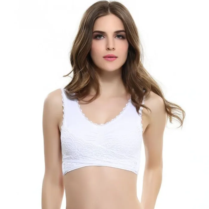 4XL Plus Size Lingerie Lace Solid Color Cross Side Buckle Without Rims Gathered Sports Underwear Sleep Bra New
