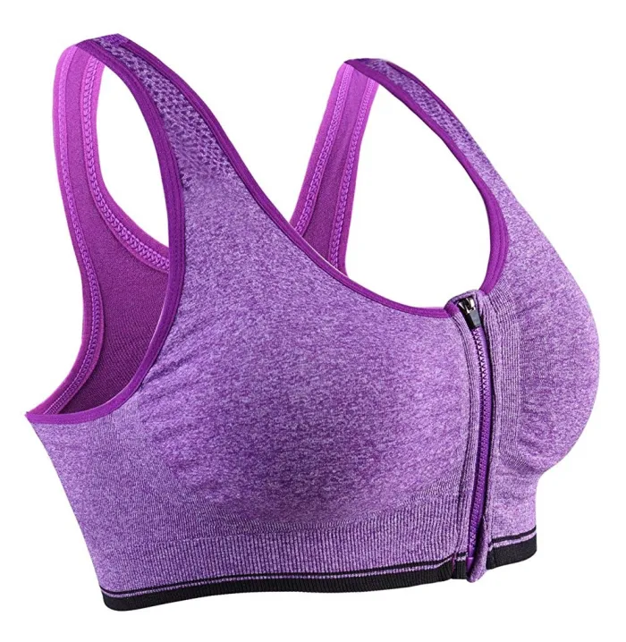 S-XXL Front Zipper Solid Sports Bra for Women Underwear Fitness Shirt Push Up Yoga Crop Top Bras  Athletic Vest Gym Sportswear