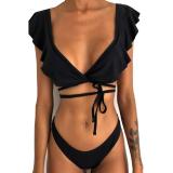 Rubylong 2019 Ruffles Bikini Women Sexy Vintage Swimsuit Brazilian Thong Bikini Set Female Retro Swimwear Push Up Bathing Suit