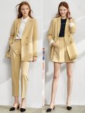Minimalism suit set for women Autumn  4 piece set women Solid blazer,vest,high waist pants  women's costumes 12060909