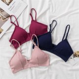 French Style Bralette Lace Bra Girls Triangle Cup Lingerie Deep V Wireless Underwear Soft Thin Seamless Bra