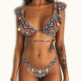 Rubylong 2019 Ruffles Bikini Women Sexy Vintage Swimsuit Brazilian Thong Bikini Set Female Retro Swimwear Push Up Bathing Suit