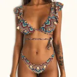 Rubylong 2019 Ruffles Bikini Women Sexy Vintage Swimsuit Brazilian Thong Bikini Set Female Retro Swimwear Push Up Bathing Suit