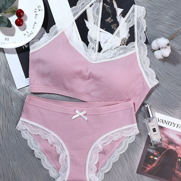 Sexy High-end Romantic Temptation Bra Set Women Fashion Stripes Underwear Set Push Up Bra and Panties Set