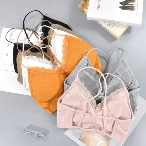 CHRLEISURE  Bralette Fitness Lace Thin Shoulder Strap Underwear Women Anti-light Shockproof Push Up Bra