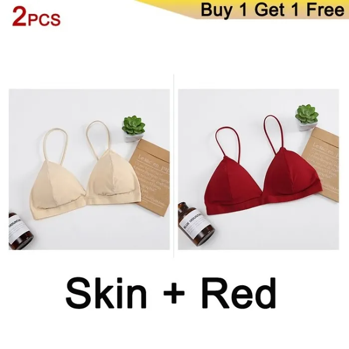 GUMPRUN Seamless Soft Bras for Women Thin Strap Wireless Push Up Bra Backless Comfort Underwear Bralette Sexy Lingerie