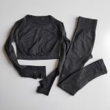 Women Seamless Gym Sets High Waist Gym Mesh Leggings Shirts Suit Long Sleeve Fitness Workout Sports Running Thin Sport Sets