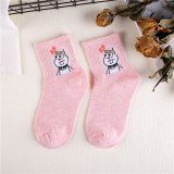 Japanese Kawaii Women Animals Cartoon Tube Socks Cute Egg Rabbit Panther Cotton Long Socks Female and Ladies Pink Milk White Sox