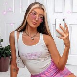 SEASONS Embroidery Butterfly Women Tank Tops Tees Summer Sleevless Casual Crop Top Ladies White Fashion Mini Vest 2020 ASVE80725