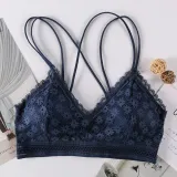 French women's lace sexy lace bra seamless deep V lace thin wireless bra triangle cup underwear sexy female underwear soft bra