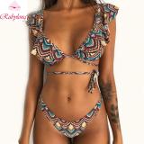 Rubylong 2019 Ruffles Bikini Women Sexy Vintage Swimsuit Brazilian Thong Bikini Set Female Retro Swimwear Push Up Bathing Suit