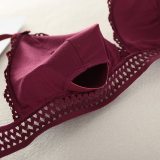 Gumprun French Style Bralette Seamless Deep V Lace Bras for Women Wireless Push Up Bra Thin Soft Underwear Sexy Lingerie
