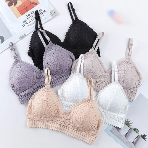 Female Wireless Push Up Bras Thin Soft Underwear Seamless Deep V Lace Bras for Women Sexy Lingeries