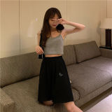 Harajuku Elastic High Waist Moon Embroidered Shorts Women Loose Sport Summer BF Casual Running Shorts Women Biker Baggy Short