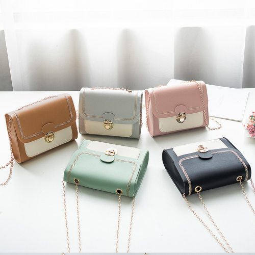 Stitching women's summer shoulder bag chain PU leather ladies messenger bag female small square bag clutch bags 2020 handbags