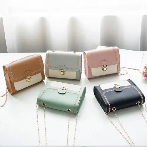 Stitching women's summer shoulder bag chain PU leather ladies messenger bag female small square bag clutch bags 2020 handbags