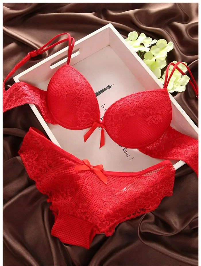 6 colors brassiere set sexy lace bra sets comfortable underwear set solid crop top female lingerie for women underwire push up