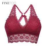 FINETOO Sexy Bralette Padded Bras For Women Transparent Wireless Bra Lace Intimates Lace Bralette Backless Brassiere Crop Tops