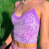 HEYounGIRL Pink Leopard Print Sexy Spaghetti Strap Top Women Summer Y2k Backless Lace Cami Tops Ladies Sweat 90s Crop Tees 2020