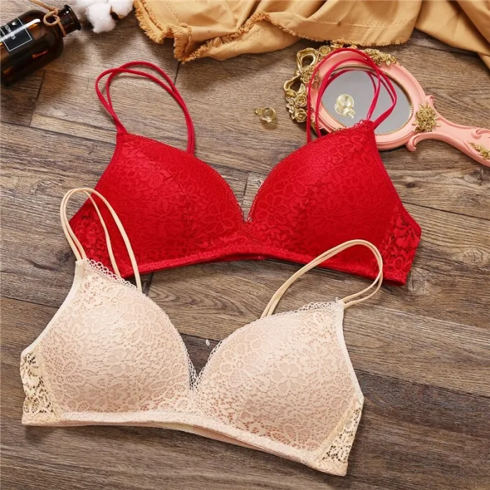 FINETOO Women Bra Sexy Lace Bralette Floral Wireless Bra Female Underwear A B Cup Sexy Lingerie Soft Solid Color Bras Brassiere