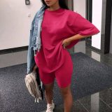 Women fashion casual solid two piece suit including belt New home loose Tops and Shorts suit 2020 Summer Tracksuit Lounge Wear